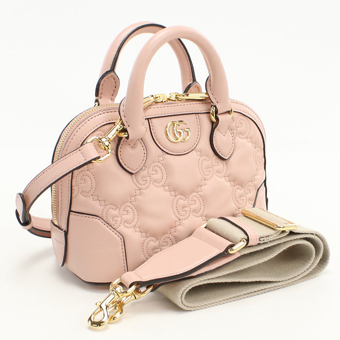 Gucci UM8HG GG 2WAY Matelasse Leather Pink Handbag