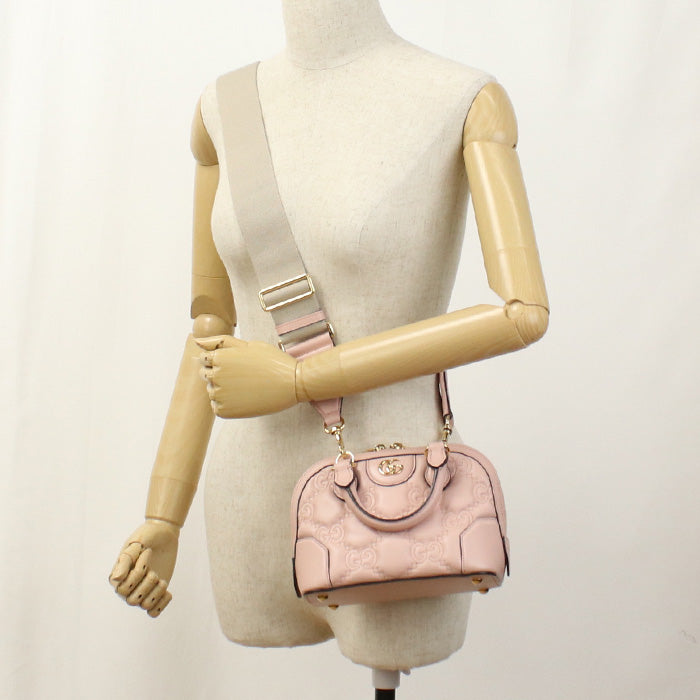 Gucci UM8HG GG 2WAY Matelasse Leather Pink Handbag