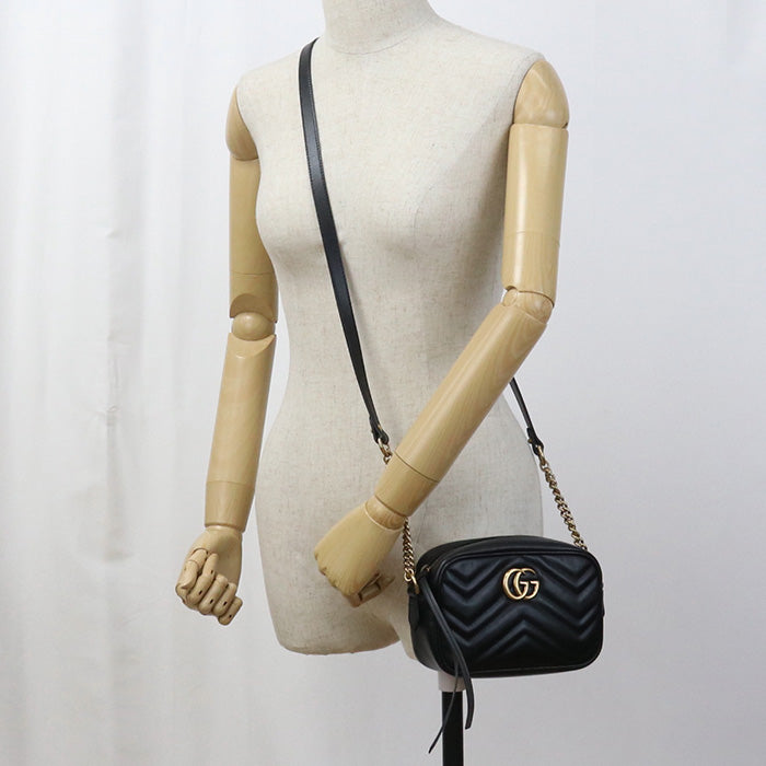 Gucci GG Marmont camera Leather Black Mini Crossbody Bag