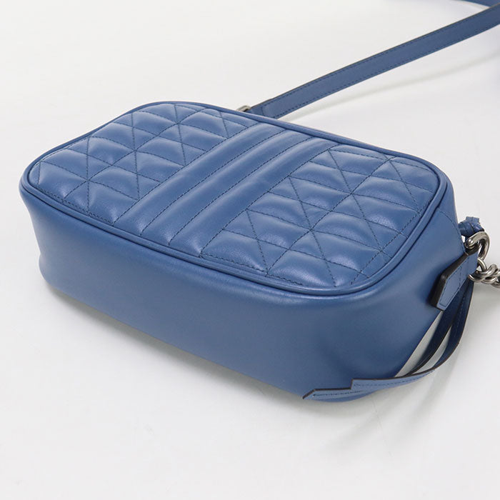 Gucci GG Marmont camera Leather Blue Small Crossbody Bag