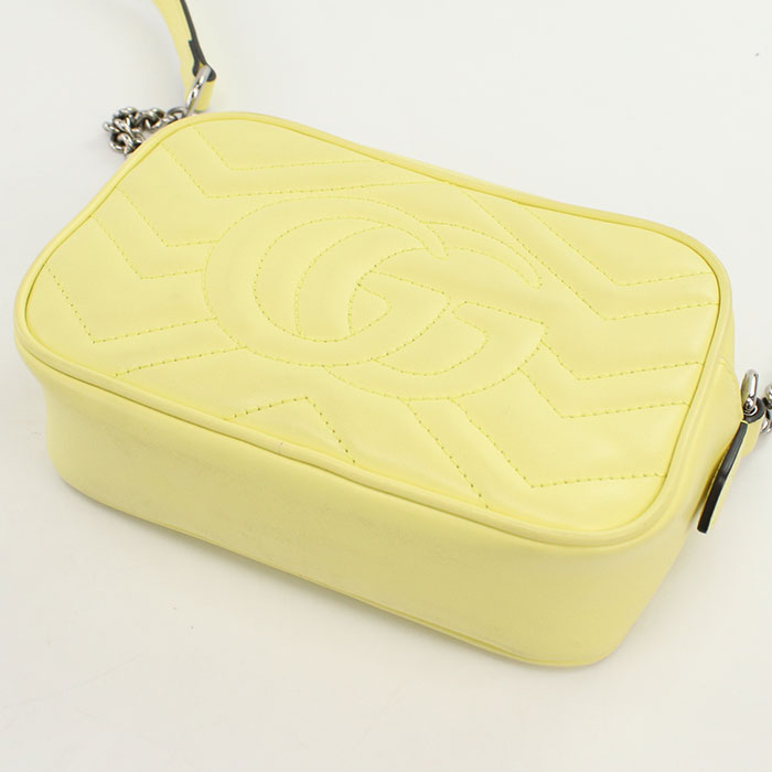 Gucci GG Marmont Diagonal yellow Leather Shoulder Bag