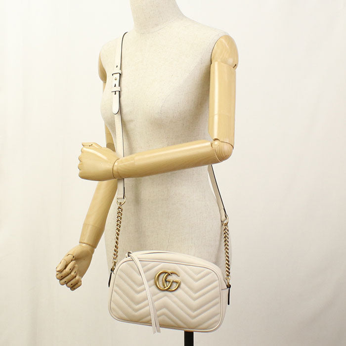 Gucci camera GG Marmont Diagonal White Small Crossbody Bag