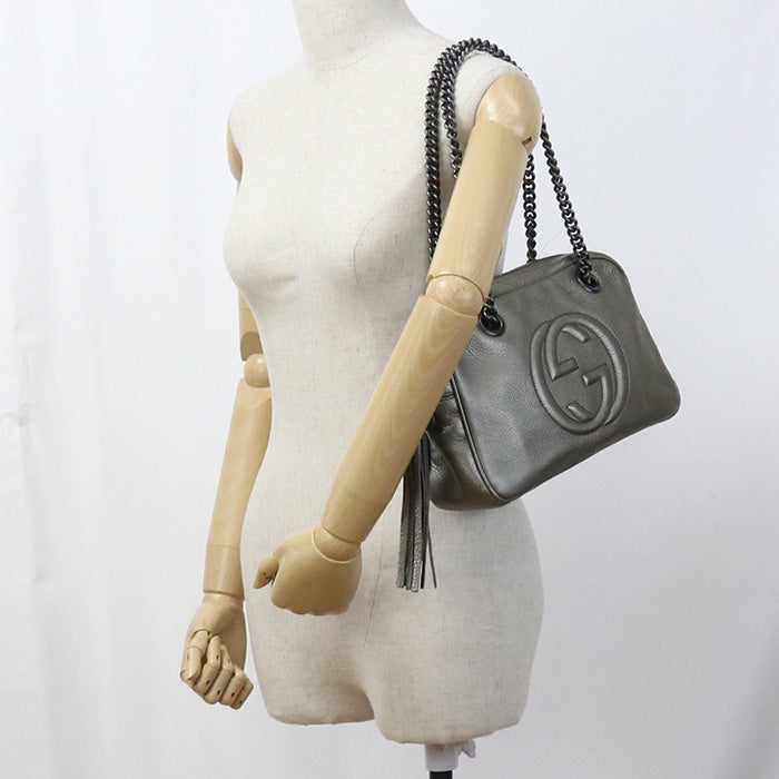 Gucci Soho Leather Silver Chain Shoulder Bag