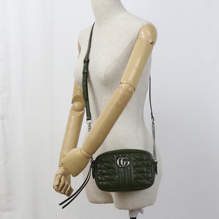 Gucci camera GG Marmont Quilted Leather Green Mini Crossbody Bag