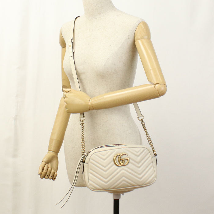 Gucci camera GG Marmont Leather White Small Shoulder Bag