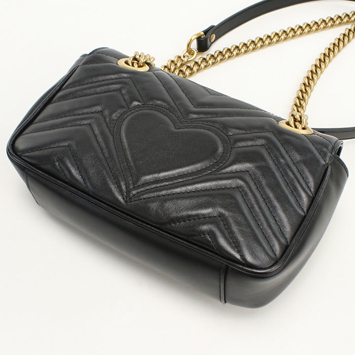 Gucci GG Marmont ChainShoulder Leather Black Small Shoulder Bag