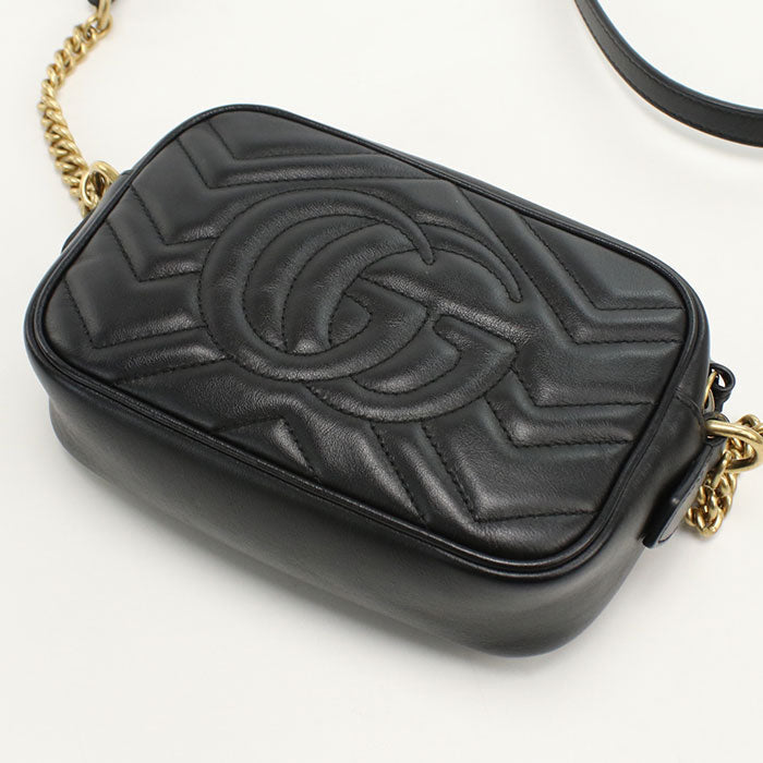 Gucci GG Marmont Diagonal chevron Leather Black Shoulder Bag