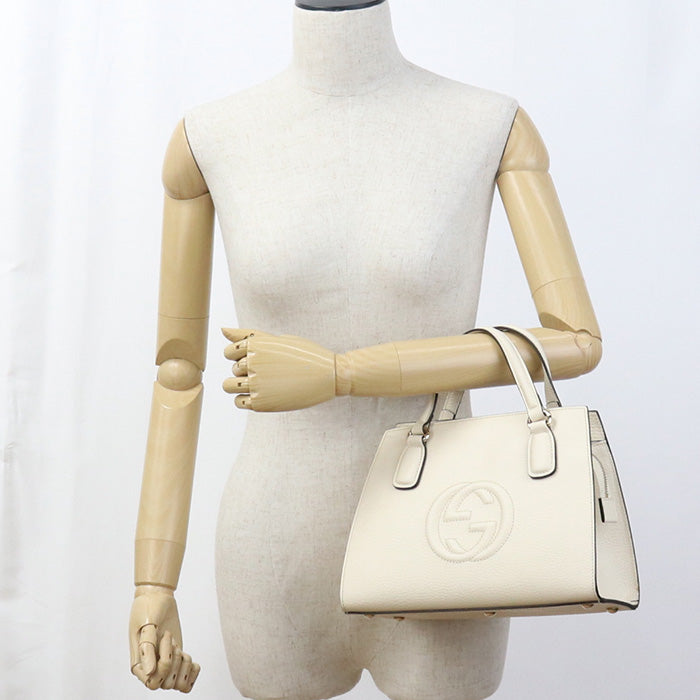 Gucci CAO0G 2WAY Soho Leather White Tote Bag