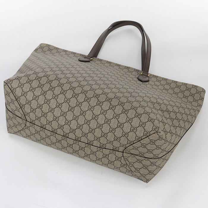 Gucci K5I5T GG Supreme Leather Canvas Beige Tote Bag