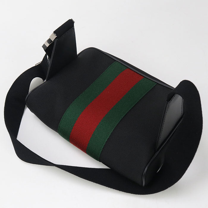 Gucci Sherry line body Canvas Black Belt