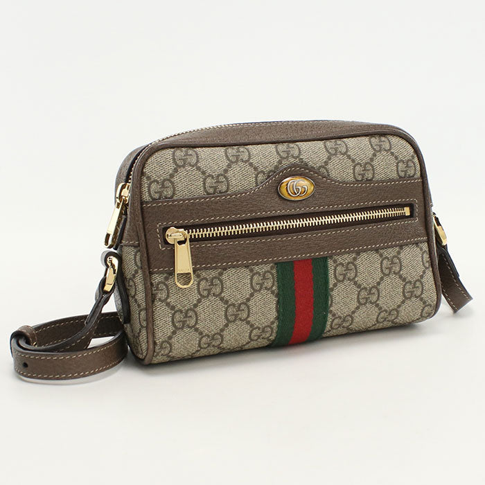 Gucci Ofidia Diagonal PVC Leather Beige Mini Shoulder Bag