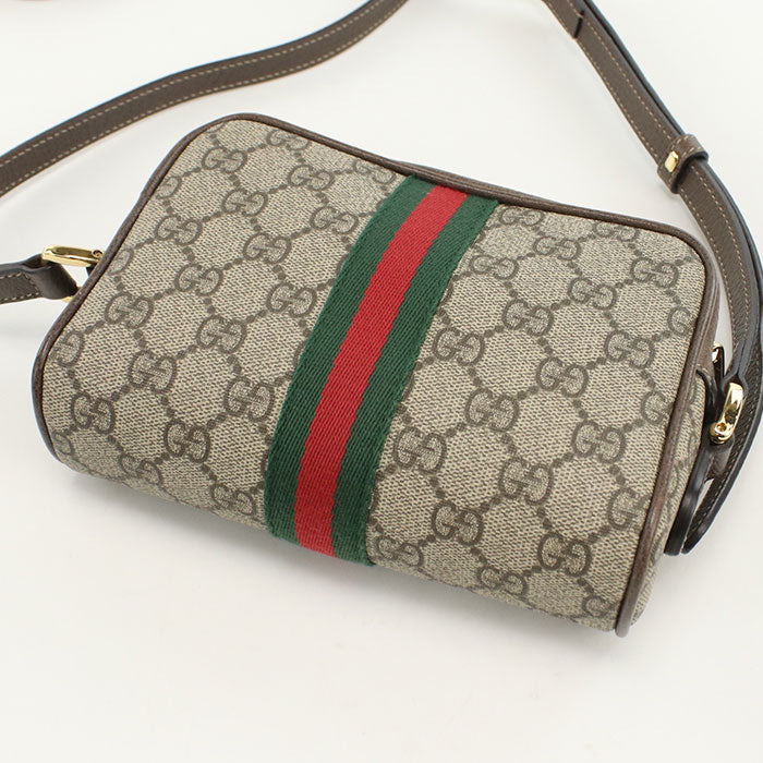 Gucci Ofidia Diagonal PVC Leather Beige Mini Shoulder Bag