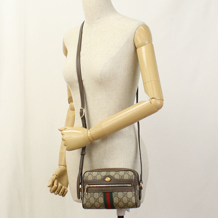 Gucci Ofidia Diagonal PVC Leather Beige Mini Shoulder Bag