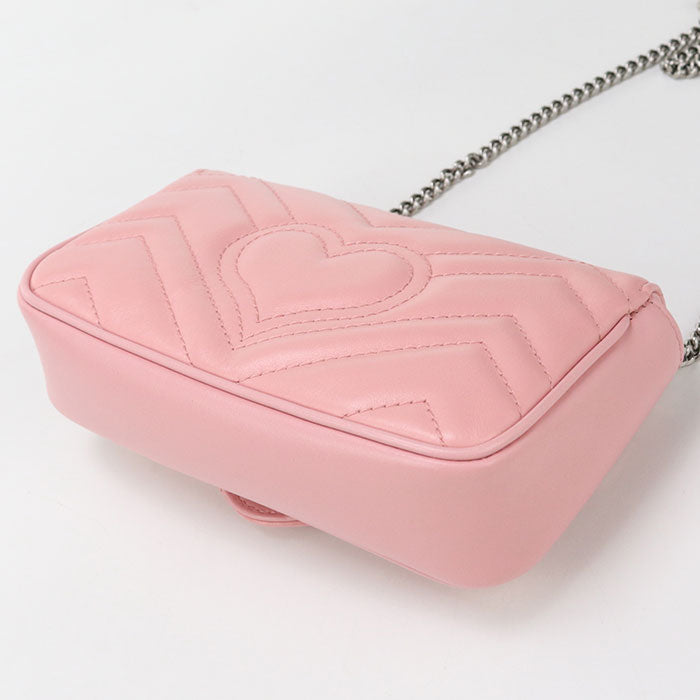 Gucci GG Marmont Diagonal Leather Pink Mini Shoulder Bag
