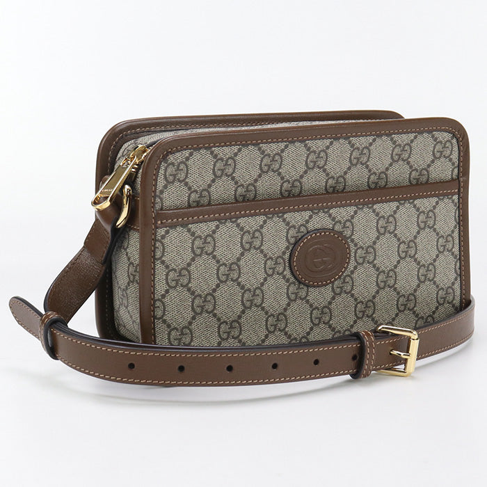 Gucci Interlocking G Diagonal GG Supreme Beige Shoulder Bag Usdgu96458011