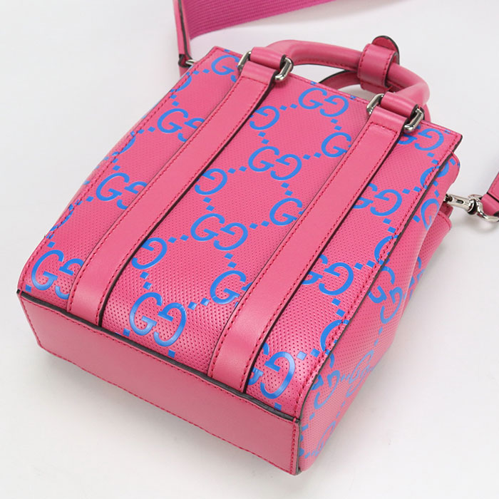 Gucci 2WAY GG emboss Leather Pink Mini Tote Bag