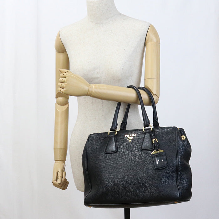 Tote Bag W Zip Handbag Women Leather Black