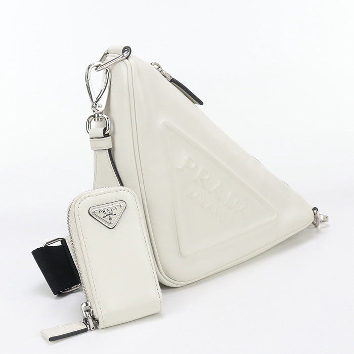 Shoulder Bag Embossed Mens(Unisex) Leather White