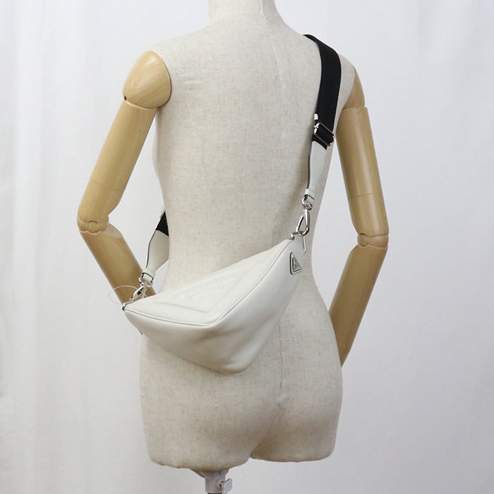 Shoulder Bag Embossed Mens(Unisex) Leather White