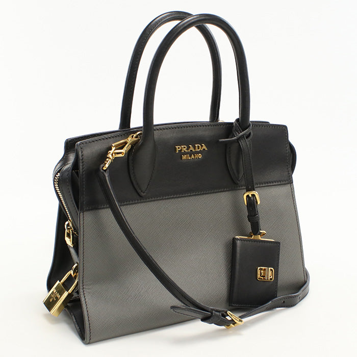 Esplanade Bicolor Waytote Bag Safiano Gray Women Leather