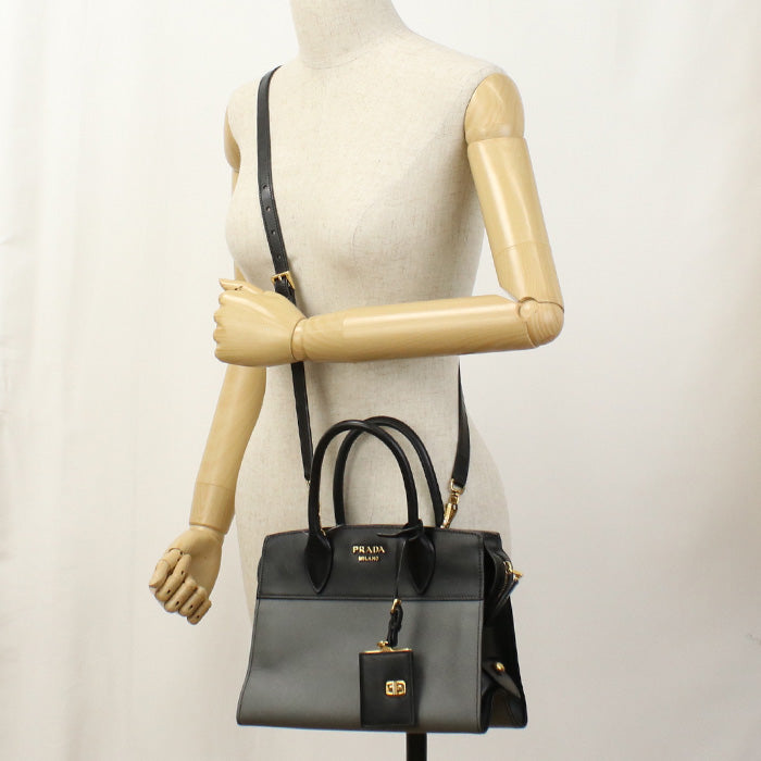 Esplanade Bicolor Waytote Bag Safiano Gray Women Leather