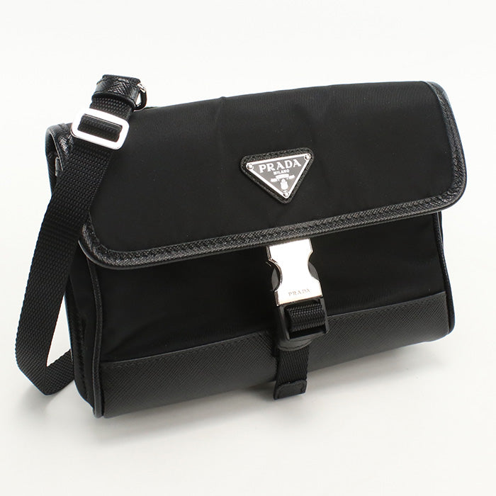 Diagonal Shoulder Bag Safiano Mens Leather Nylon