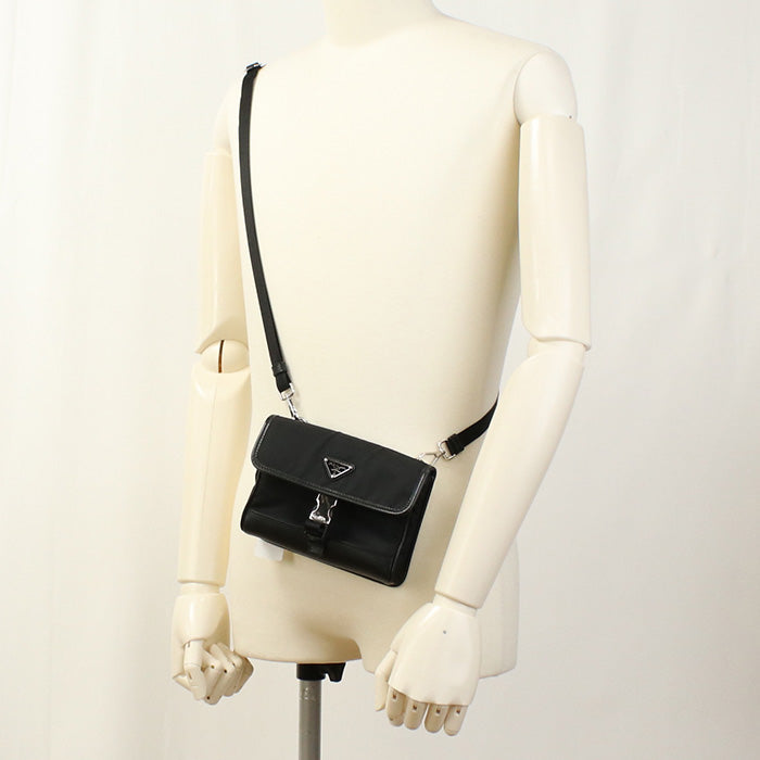 Diagonal Shoulder Bag Safiano Mens Leather Nylon