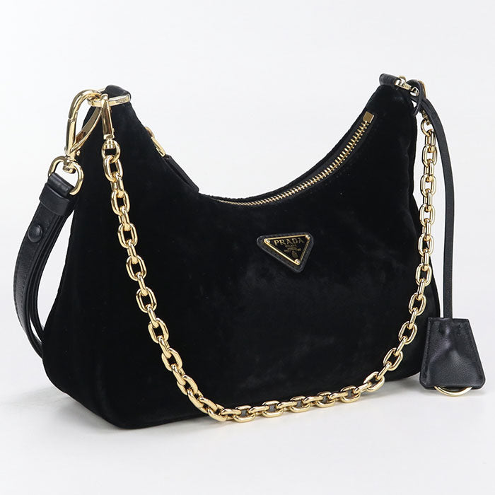 C Q Velvet Re Edition Shoulder Bag Black Mini