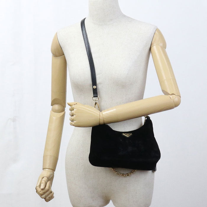 C Q Velvet Re Edition Shoulder Bag Black Mini