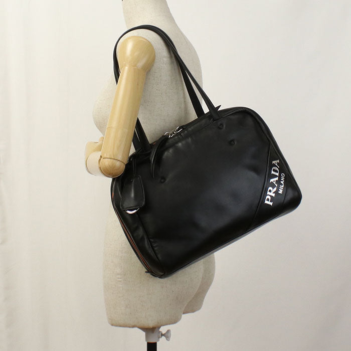 Tote Bag Shoulder Bag Nappa Women(Unisex) Leather Black