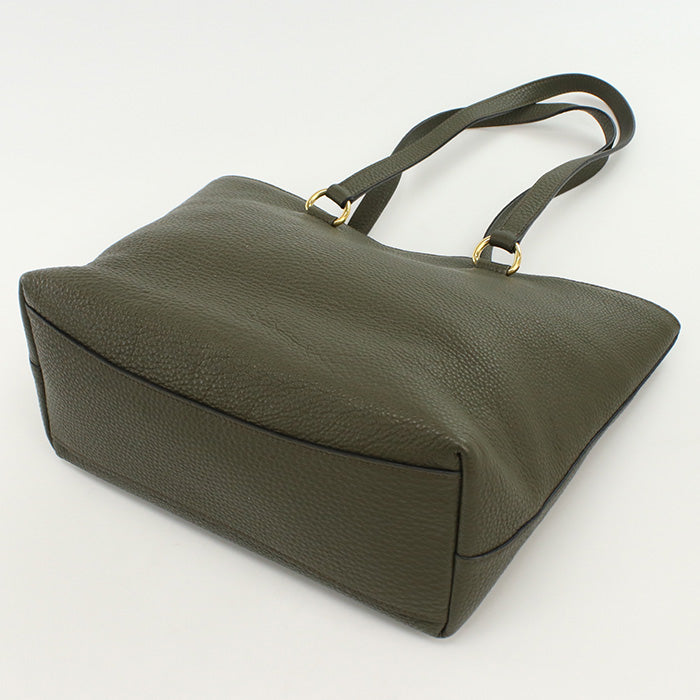 Tote Bag Embossed Shoulder Bag Khaki Women(Unisex) Leather Logo