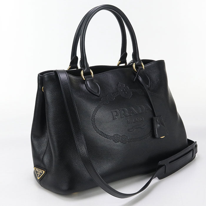 Tote Bag Embossed Way Handbag Women(Unisex) Leather Black