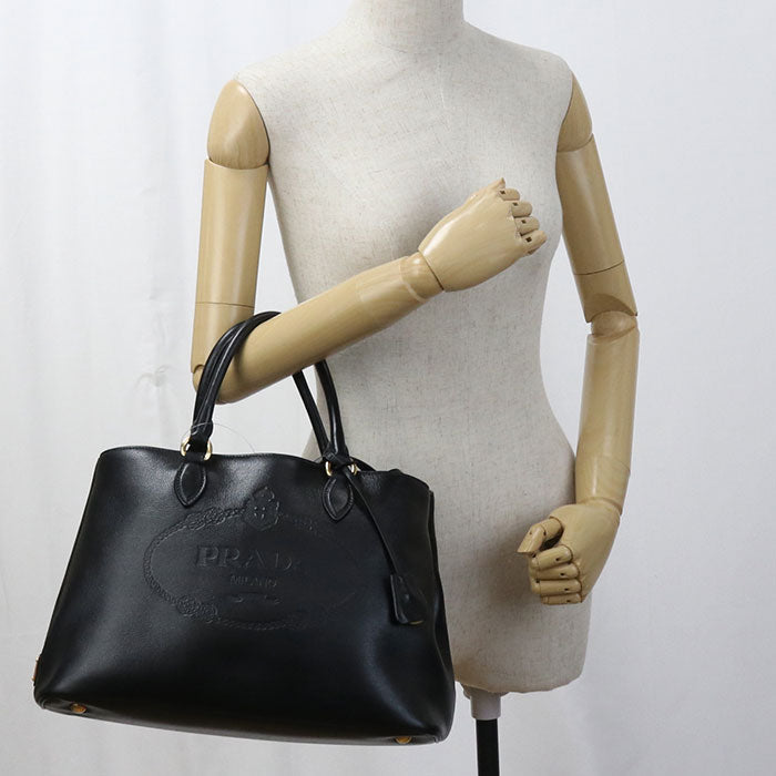 Tote Bag Embossed Way Handbag Women(Unisex) Leather Black