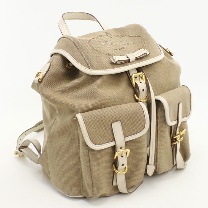 Backpack Jacquard Backpack Women Handbag Canvas Beige