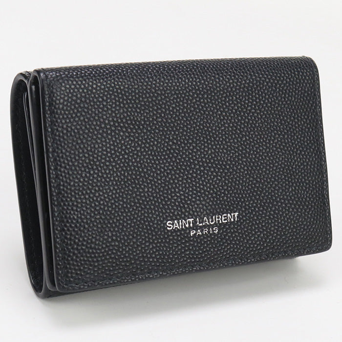 Saint Petite Wallet Three Fold Wallet Calfskin Black Travel Bag