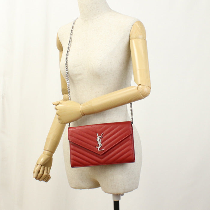 Saint Classic Cassandra Wallet Calfskin Women Travel Red Chain Travel Bag