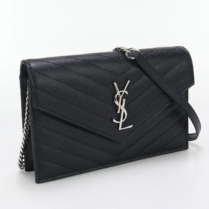 Saint Envelope Cassandra Wallet Calfskin Women Travel Black Chain Travel Bag