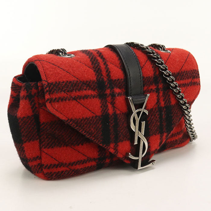 Saint Shoulder Bag Checked Chainshoulder Bag Wool Leather Red