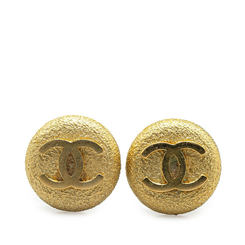 Chanel Gold Plated Coco Mark Round Earrings 95P Bag