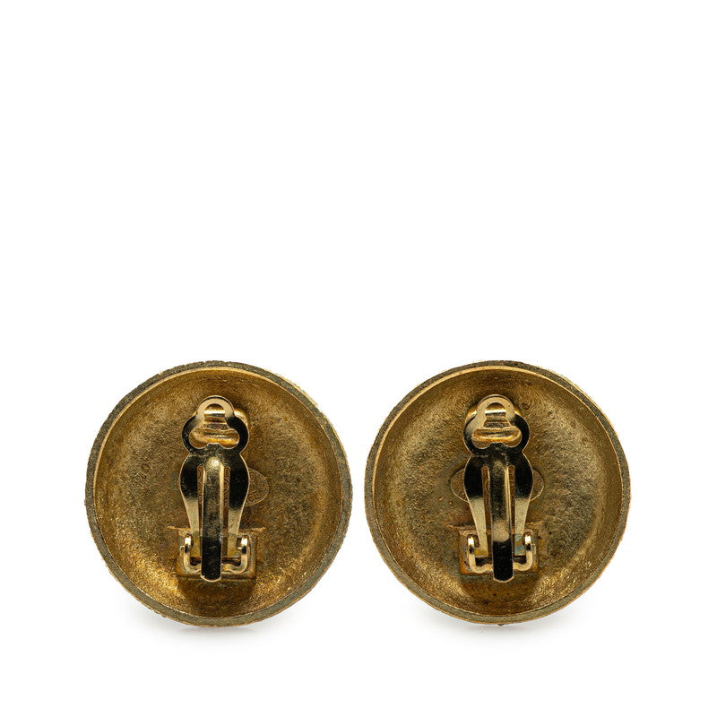 Chanel Gold Plated Coco Mark Round Earrings 95P Bag