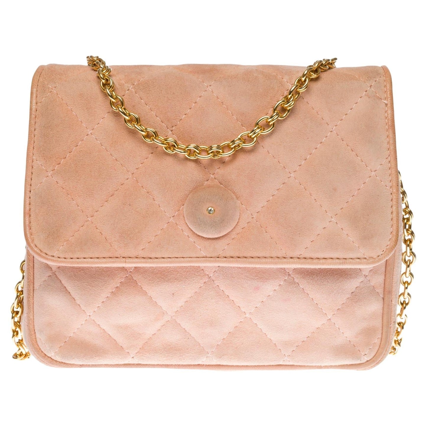 Chanel Classic Mini shoulder New Bag in pink quilted suede, GHW