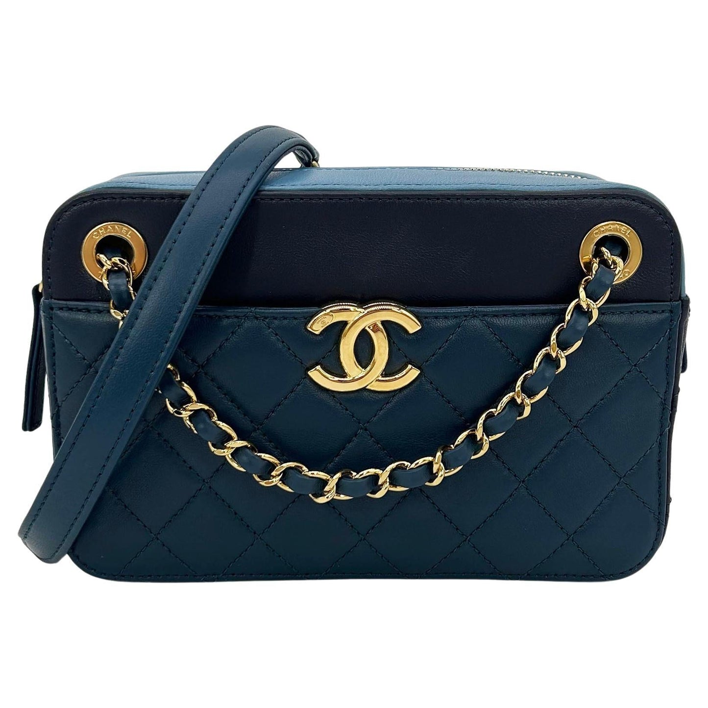 Chanel Blue Color Block Camera Case NWT