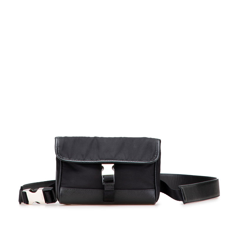 Prada Waist Bag Leather Nylon Logo Travel Bag