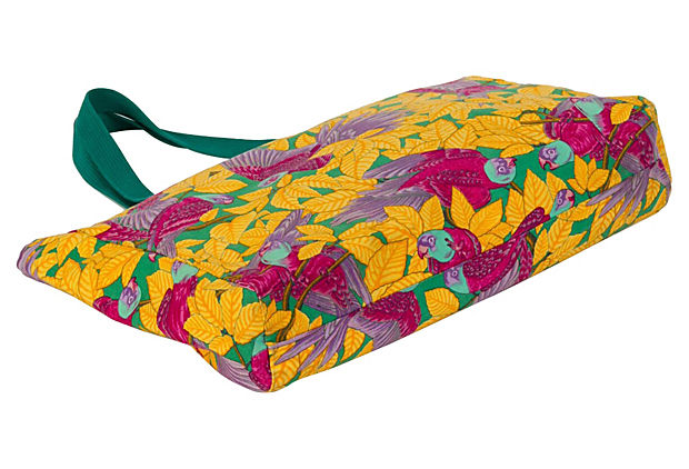 Hermes Parrots Beach Bag Yellow Large Travel Bag