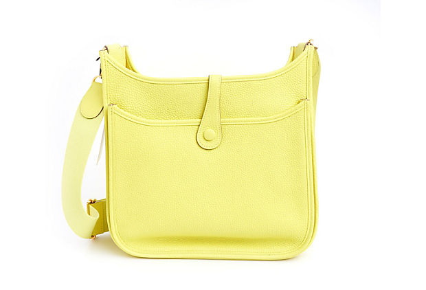 Hermes Bnib Lime Yellow Evelyne Pm Handbag Travel Bag