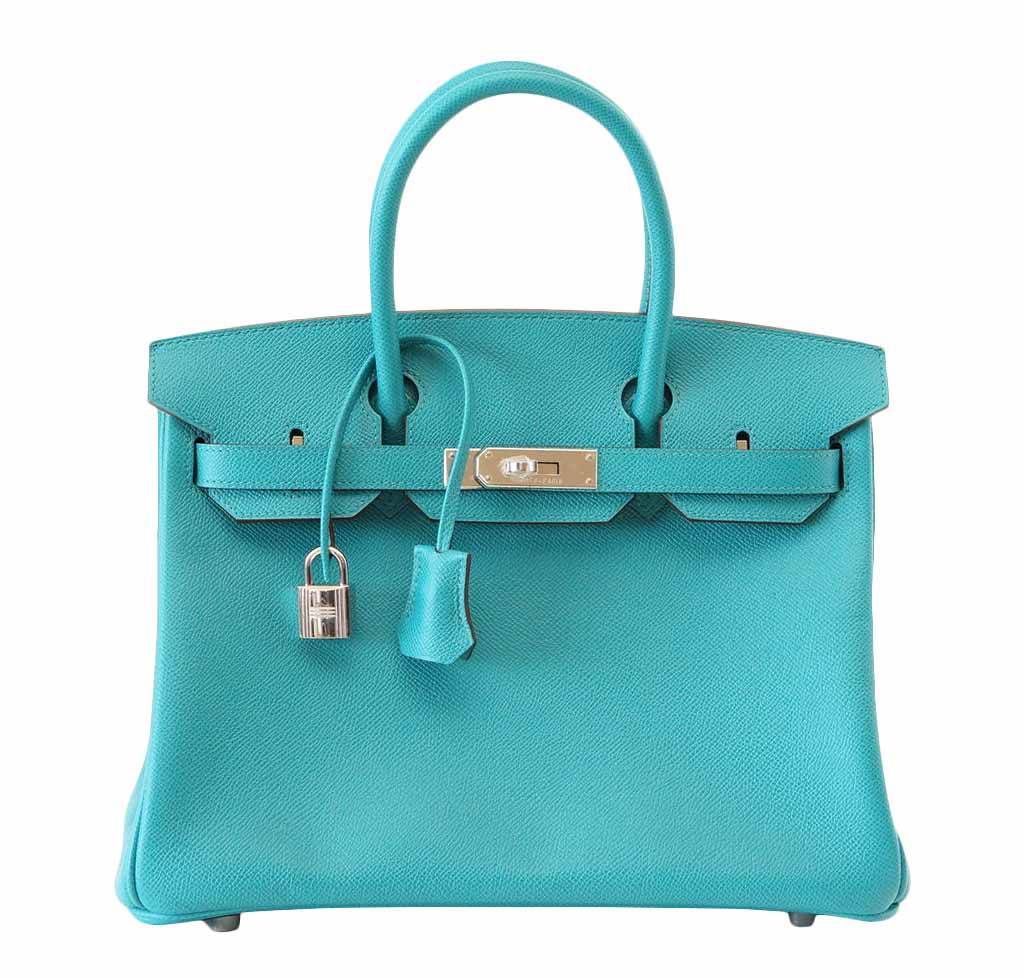 Hermes Birkin Paon Bag Blue Travel Bag