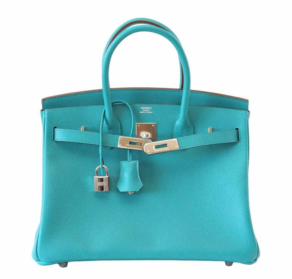 Hermes Birkin Paon Bag Blue Travel Bag