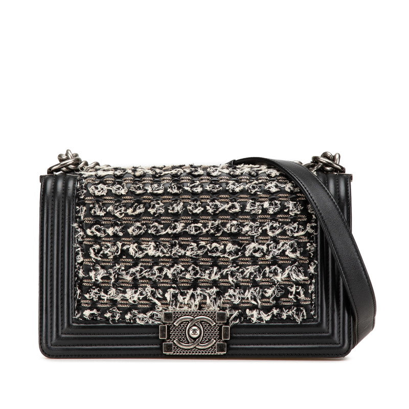 Chanel Boy Chanel Leather Tweed Shoulder Bag