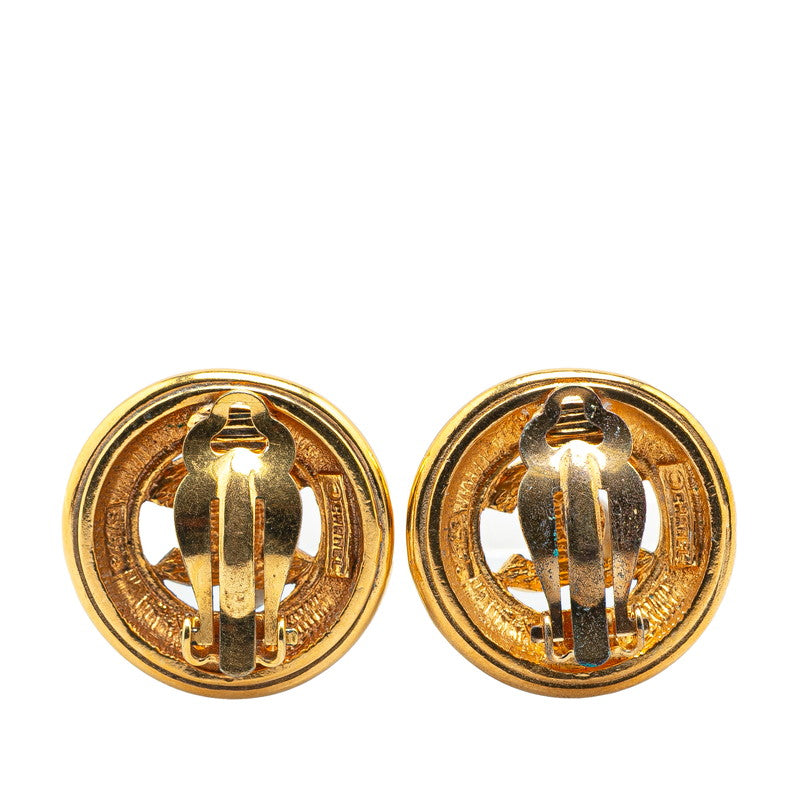 Chanel Gold Plated Coco Mark Round Earrings Bag