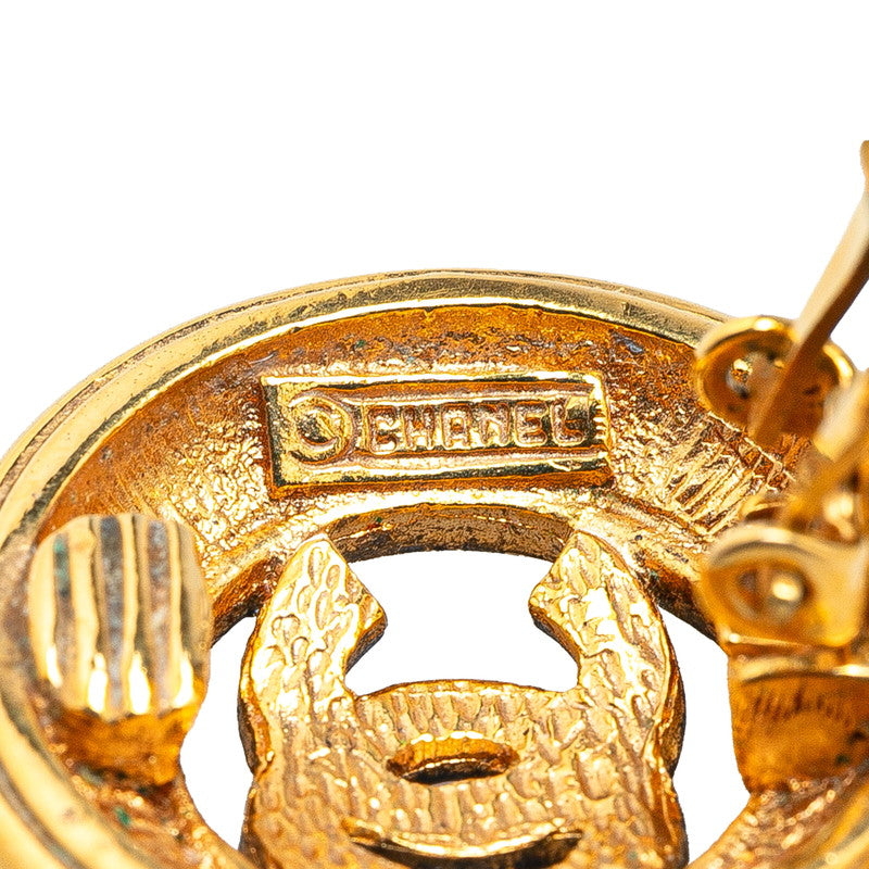 Chanel Gold Plated Coco Mark Round Earrings Bag